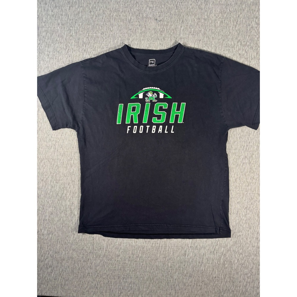 Pro Edge Notre Dame Fighting Irish Football T-Shirt Black Mens 2XL NCAA Graphic